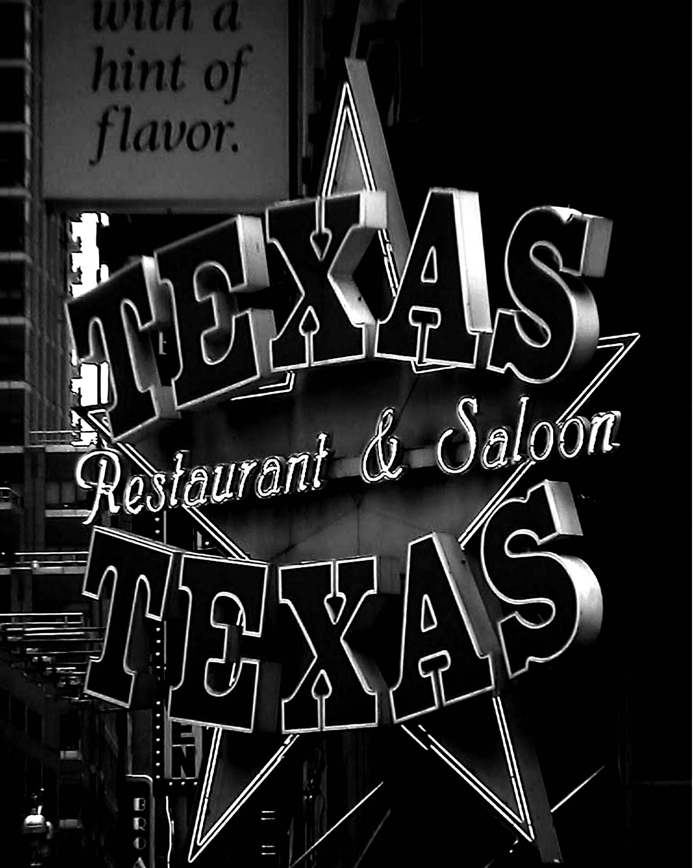 Texas saloon neon sign at night, New York