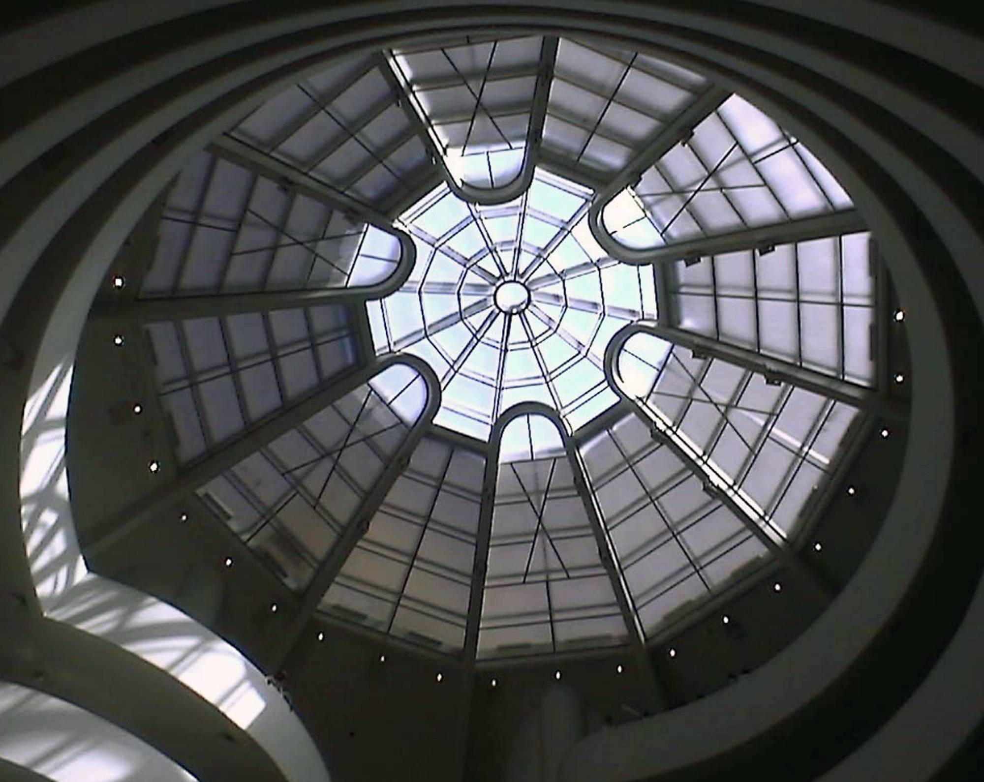 The Guggenheim skylight seen from below, a radiating glass dome