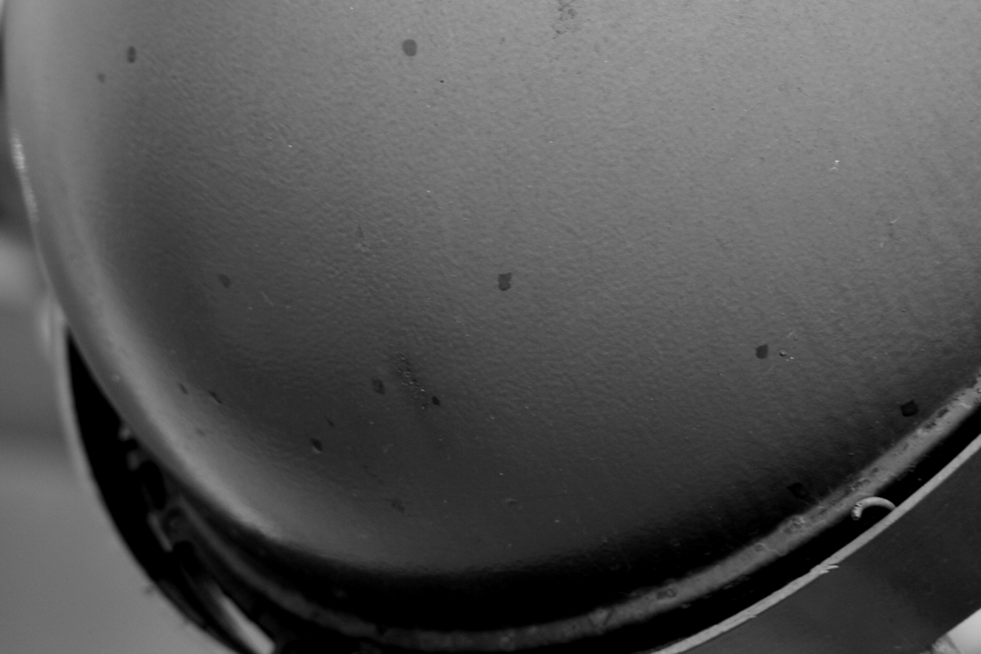 Inside of a grey metal dish